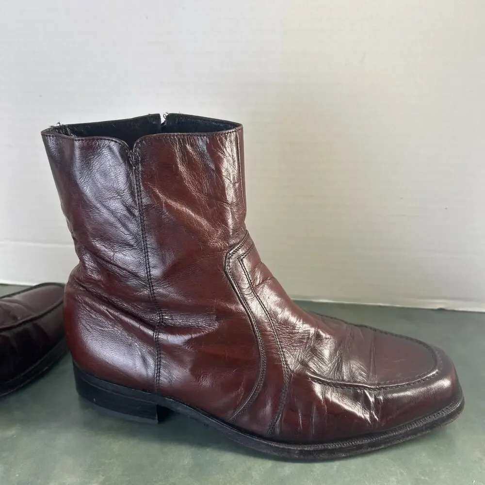 Florsheim Essex Black Cherry Leather Side Zip Beatle Boots Men’s 9 EEE 3E Read